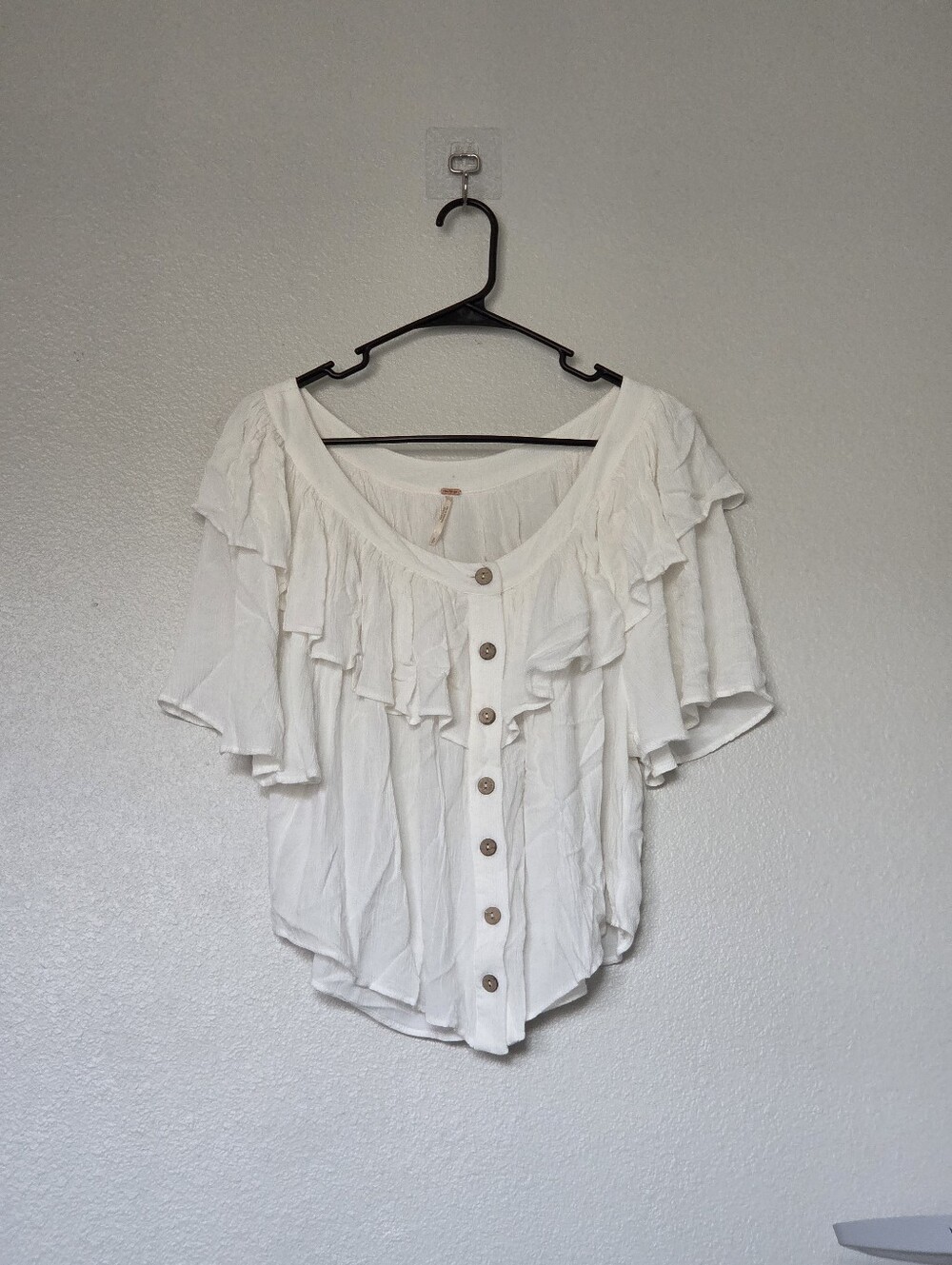 Free People Marcella White Ruffle Button-Front Women’s Top